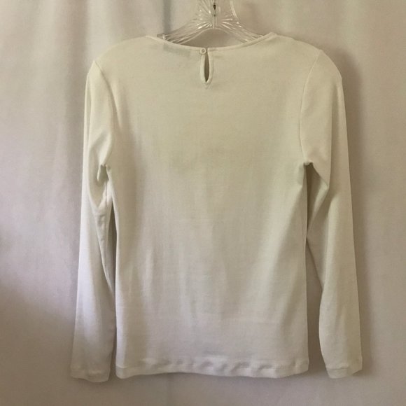 Peserico White Ribbed Knit Long Sleeve Top - Picture 4 of 6